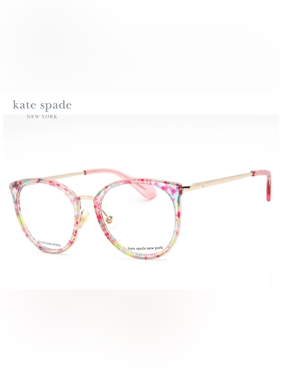 kate spade Floral Multicolor Round Optical Glasses with Gold Temples
